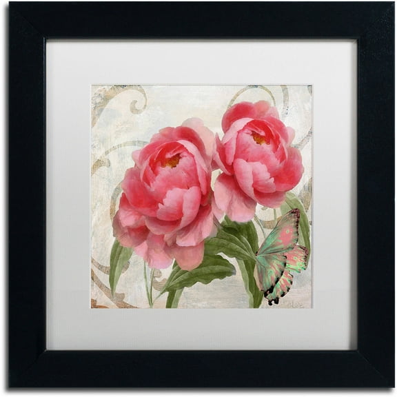 Trademark Fine Art "Apricot Peonies I" Canvas Art by Color Bakery White Matte, Black Frame