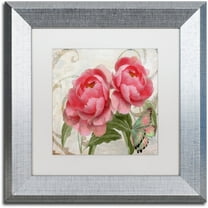 Trademark Fine Art "Apricot Peonies I" Canvas Art by Color Bakery White Matte, Silver Frame