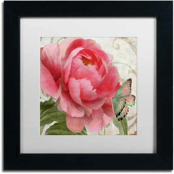 Trademark Fine Art "Apricot Peonies II" Canvas Art by Color Bakery White Matte, Black Frame