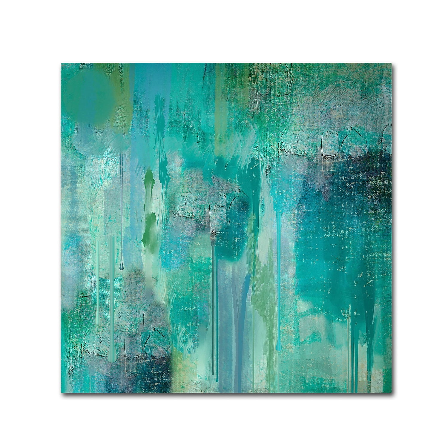 Aqua Circumstance Abstract Canvas Art in Blue and Green