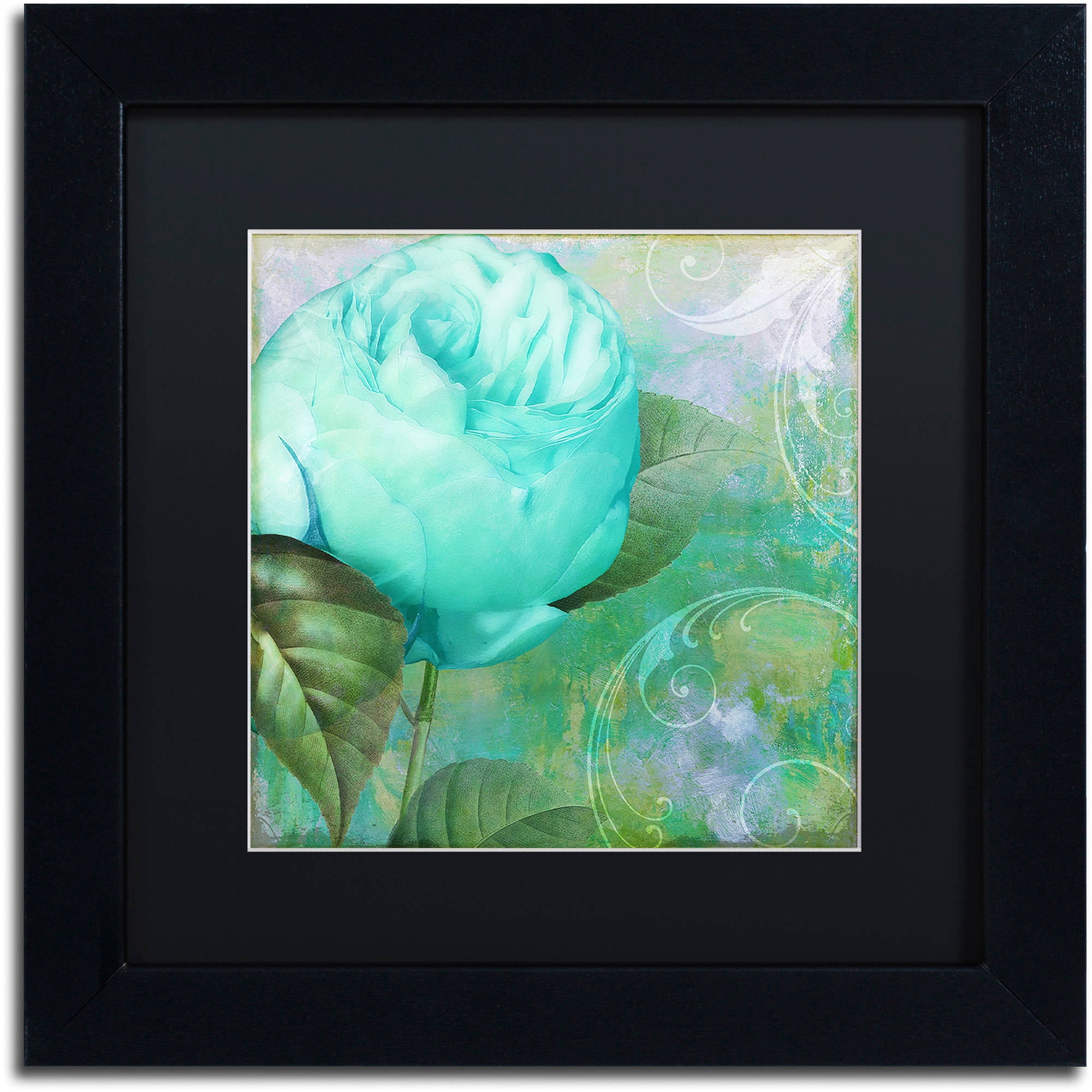 Trademark Fine Art "Aqua Rose I" Canvas Art by Color Bakery Black Matte, Black Frame