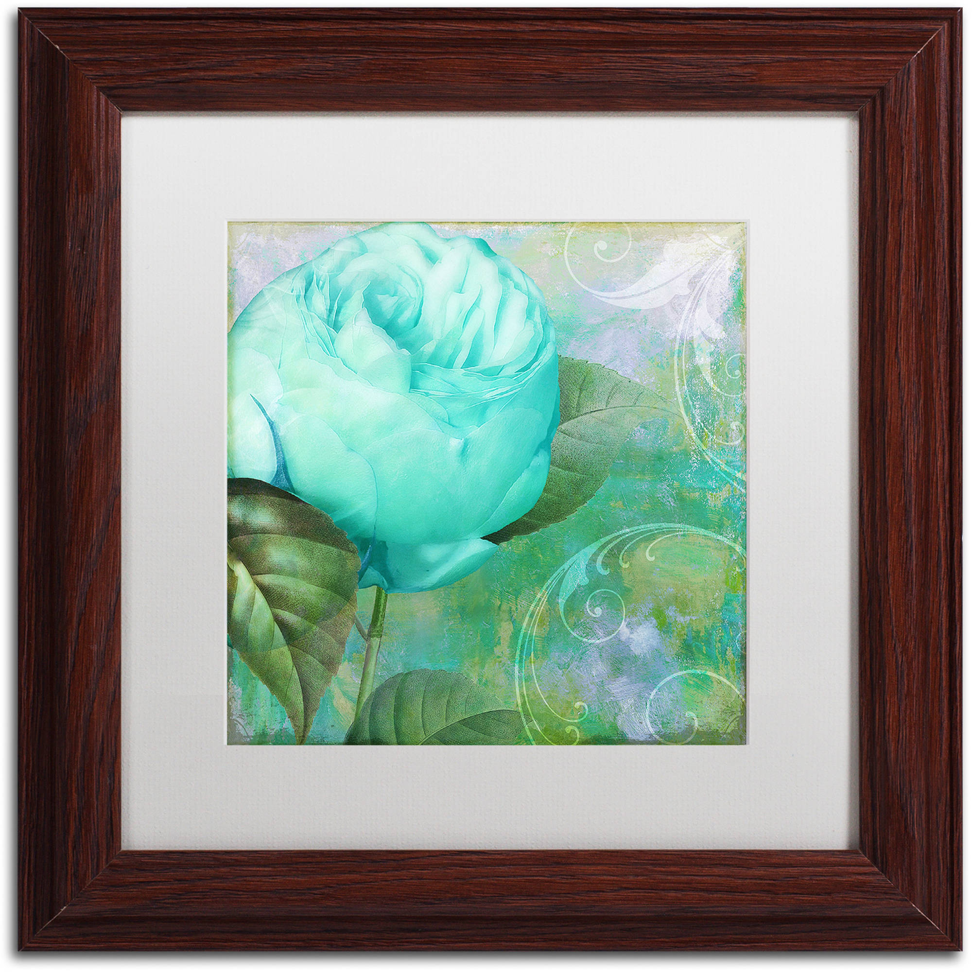 Trademark Fine Art "Aqua Rose I" Canvas Art by Color Bakery White Matte, Wood Frame