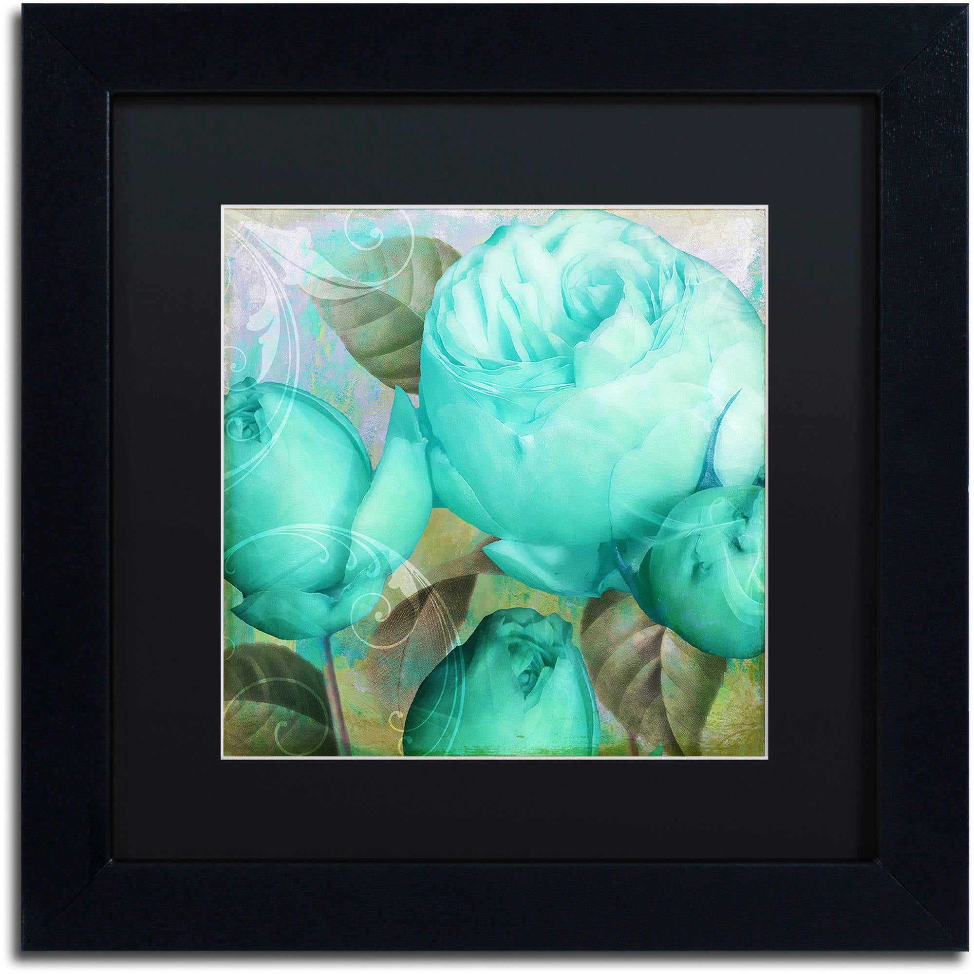 Trademark Fine Art "Aqua Rose II" Canvas Art by Color Bakery Black Matte, Black Frame