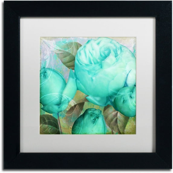 Trademark Fine Art "Aqua Rose II" Canvas Art by Color Bakery White Matte, Black Frame
