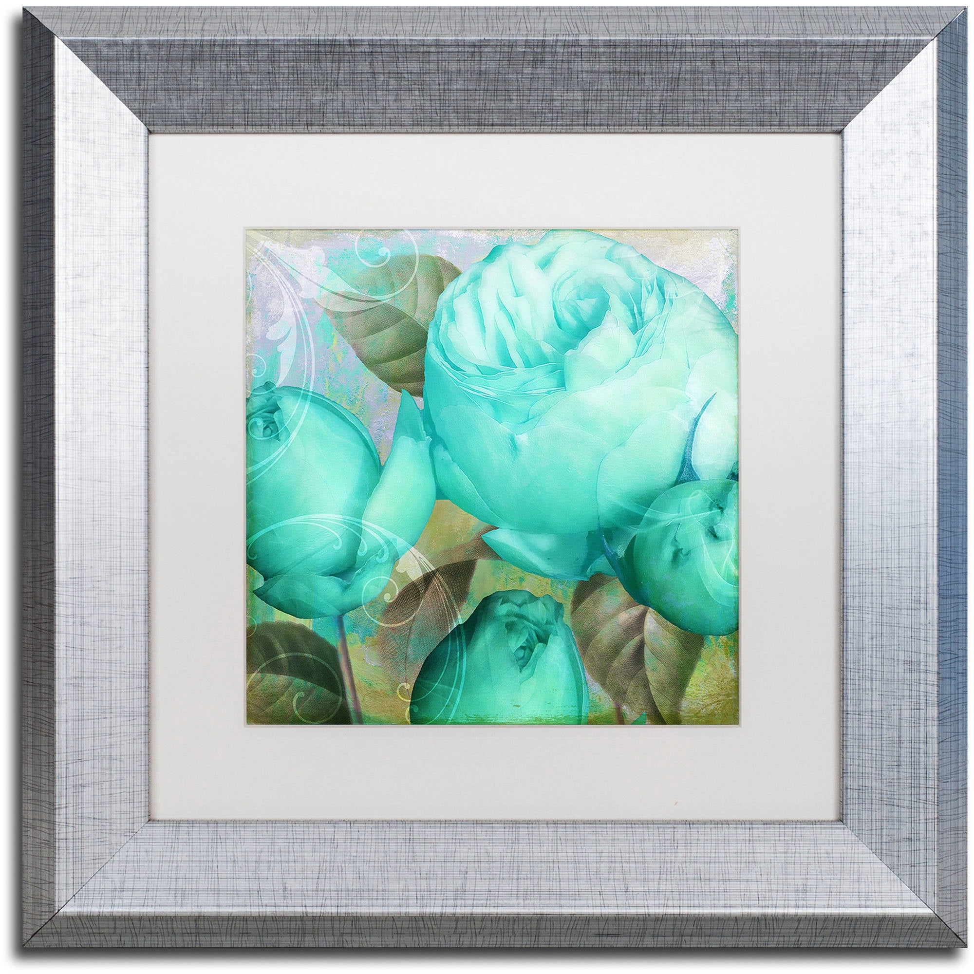 Trademark Fine Art "Aqua Rose II" Canvas Art by Color Bakery White Matte, Silver Frame