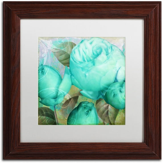 Trademark Fine Art "Aqua Rose II" Canvas Art by Color Bakery White Matte, Wood Frame