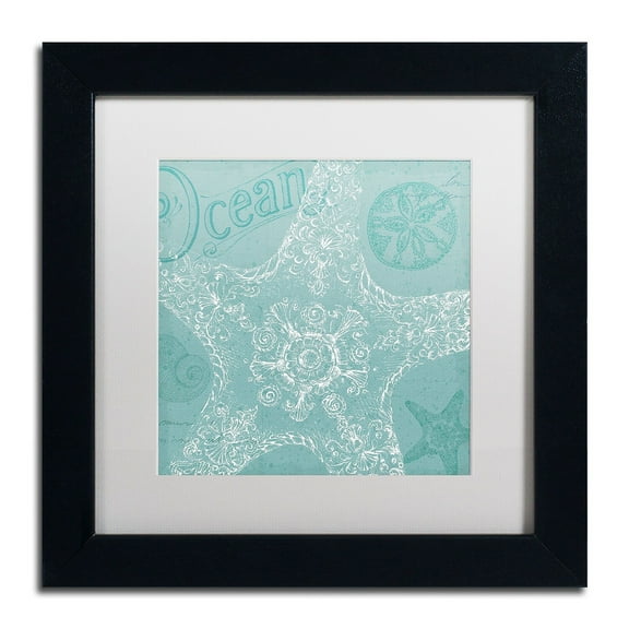 Trademark Fine Art "Aqua Treasure I" Canvas Art by Daphne Brissonnet, White Matte, Black Frame