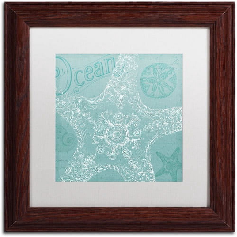 Trademark Fine Art "Aqua Treasure I" Canvas Art by Daphne Brissonnet, White Matte, Wood Frame