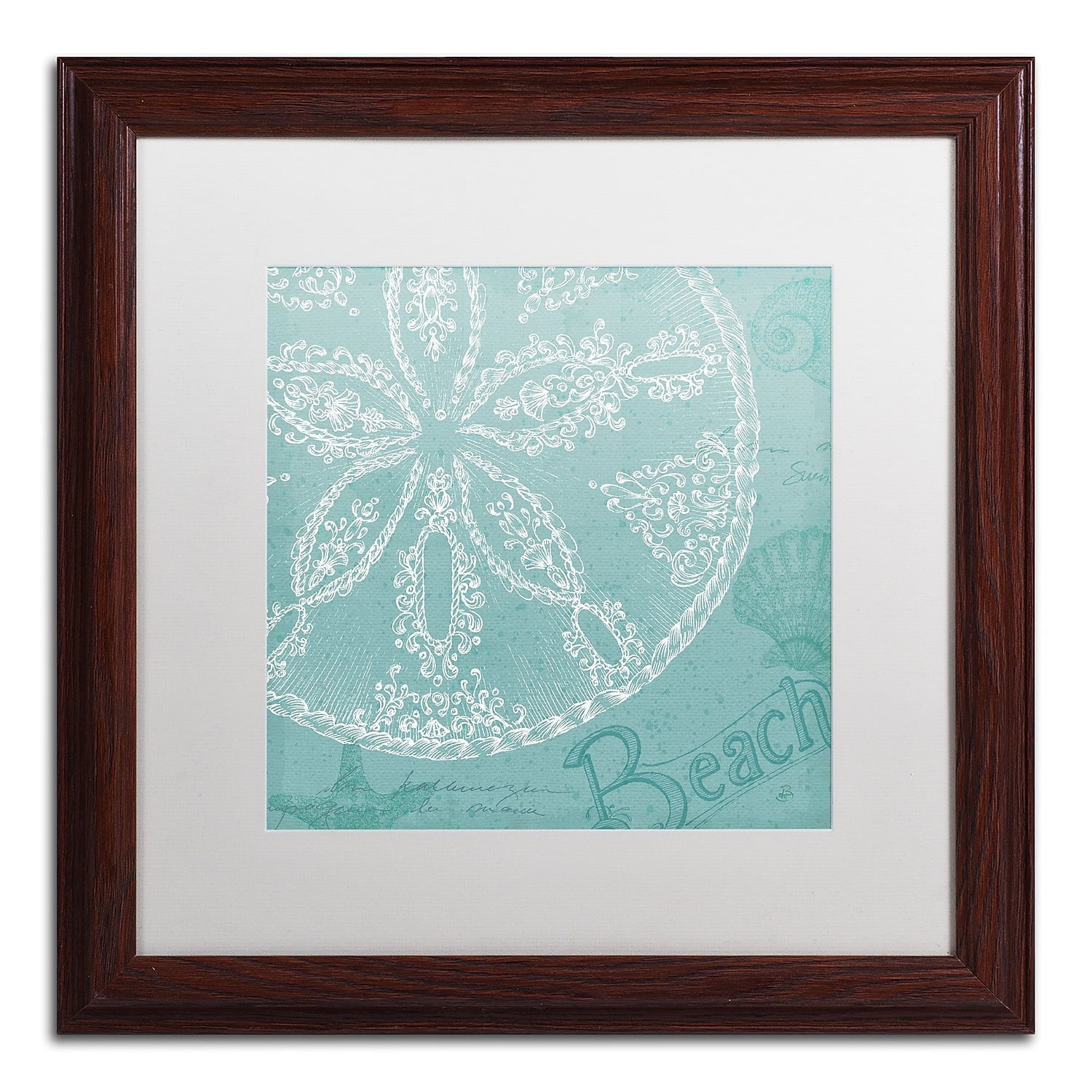 Trademark Fine Art "Aqua Treasure II" Canvas Art by Daphne Brissonnet, White Matte, Wood Frame