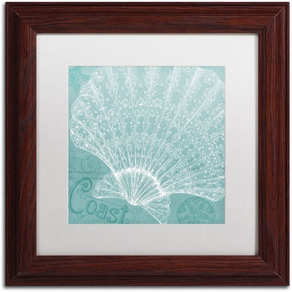 Trademark Fine Art "Aqua Treasure III" Canvas Art by Daphne Brissonnet, White Matte, Wood Frame