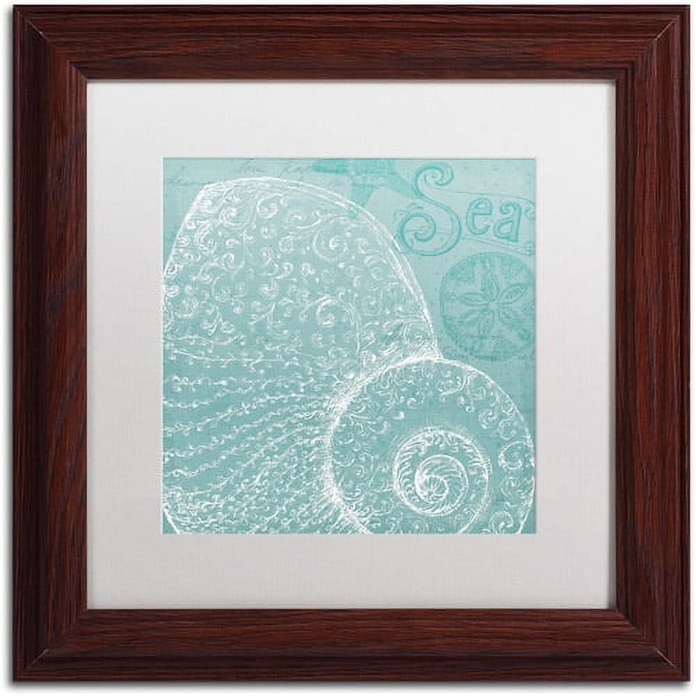 Trademark Fine Art "Aqua Treasure IV" Canvas Art by Daphne Brissonnet, White Matte, Wood Frame