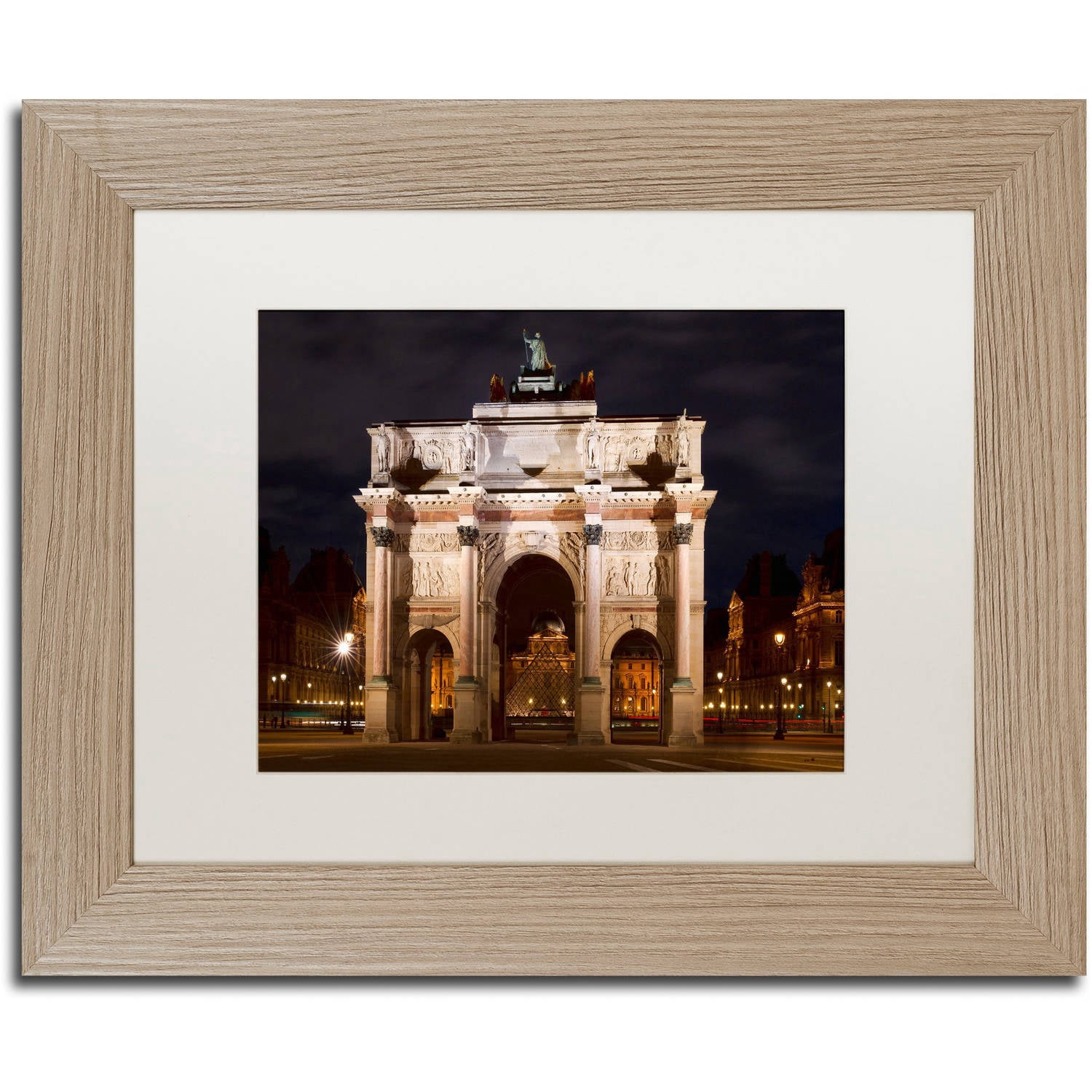 Trademark Fine Art "Arc de Triomphe" Canvas Art by Michael Blanchette Photography White Matte, Birch Frame