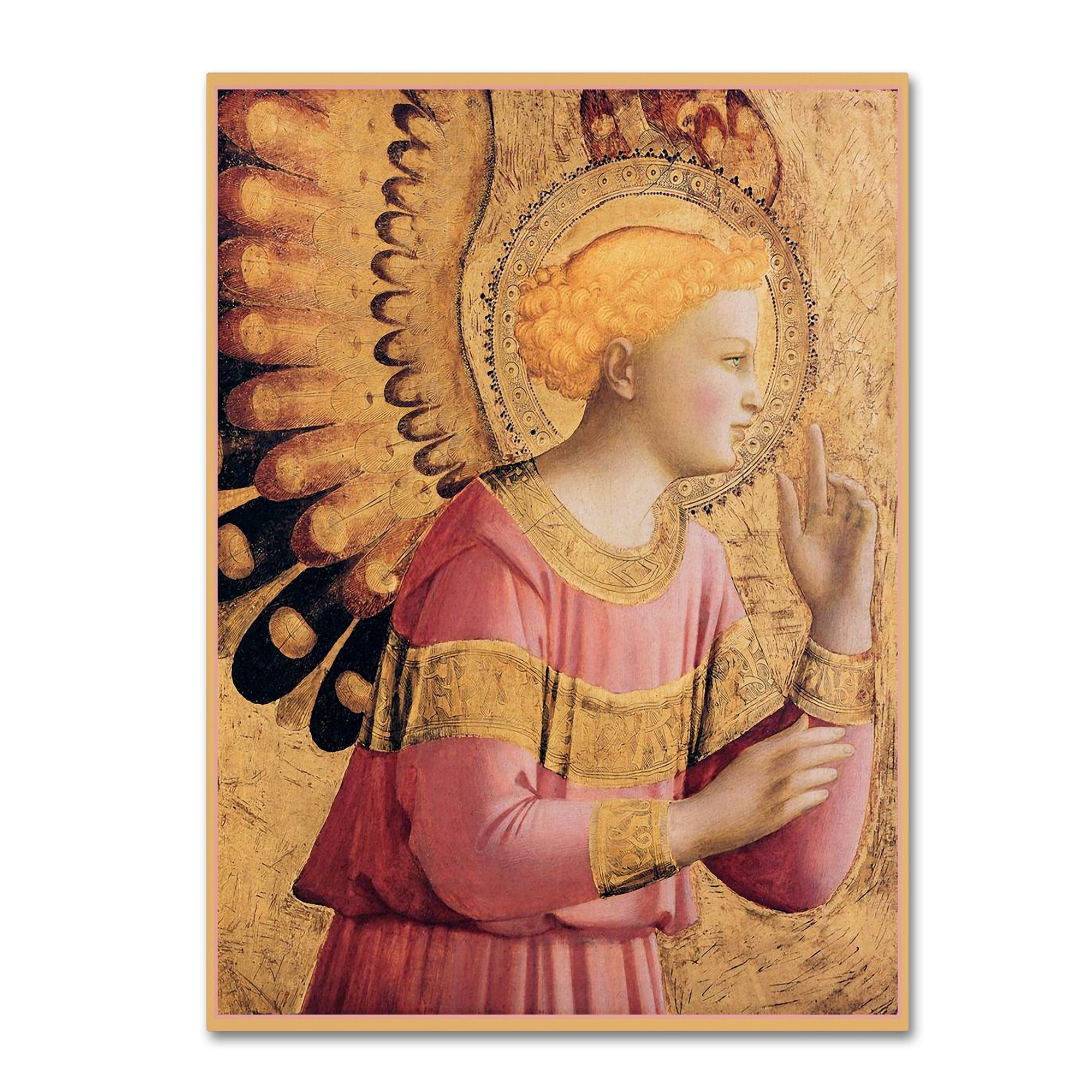 Vintage Archangel Gabriel Canvas Art in Pink and Gold