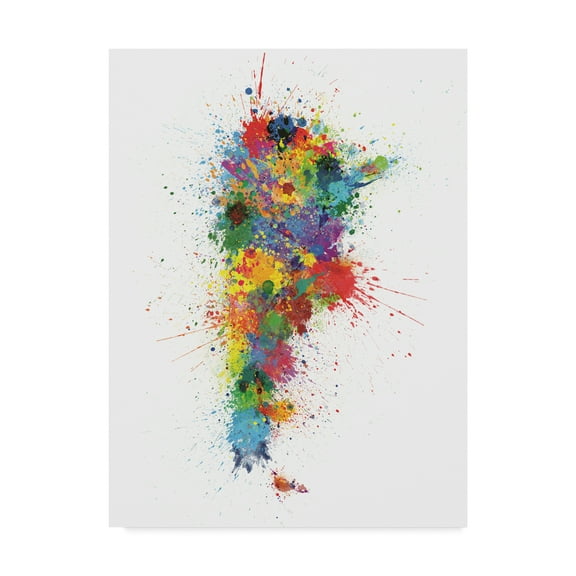 Trademark Fine Art 'Argentina Paint Splashes Map' Canvas Art by Michael Tompsett