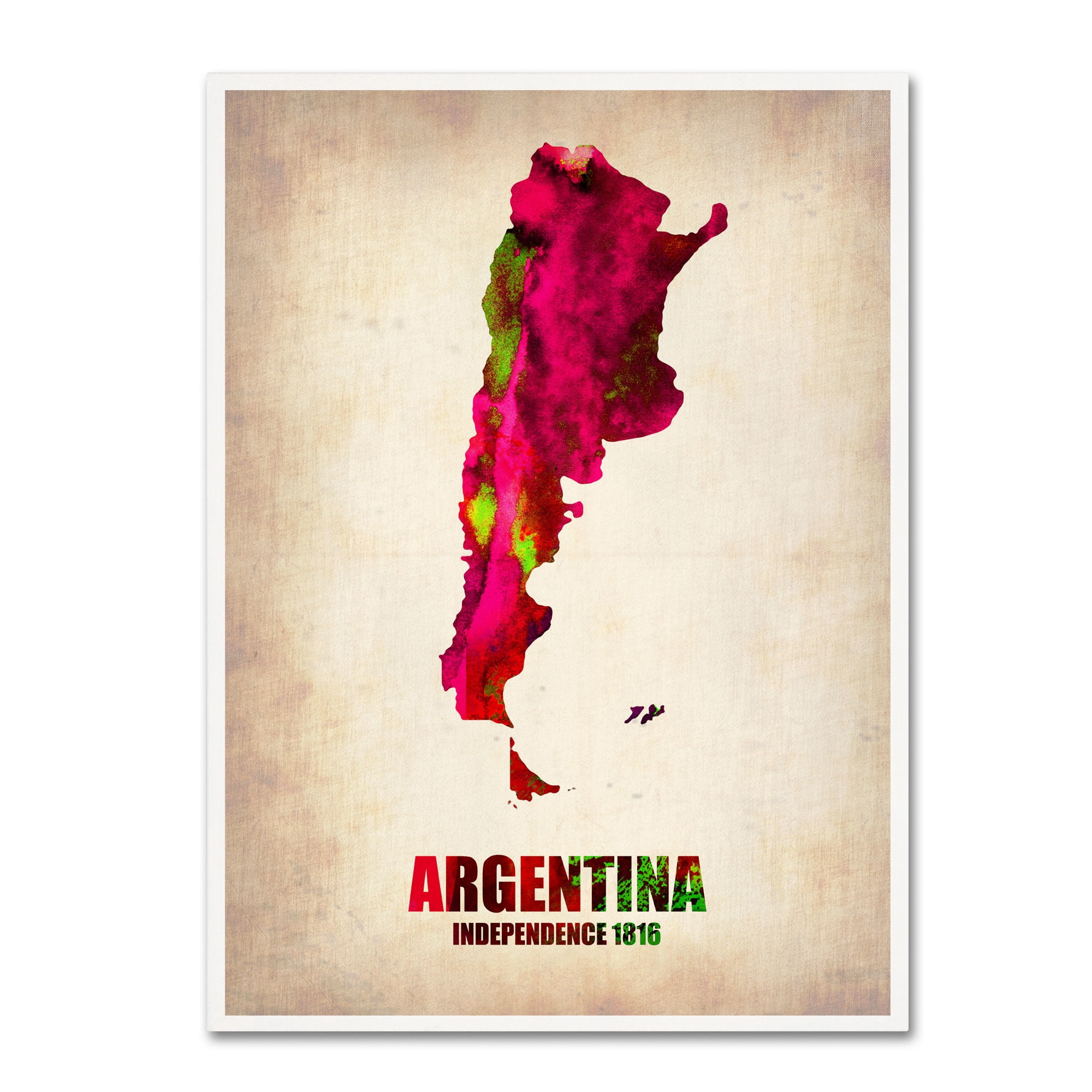 Trademark Fine Art "Argentina Watercolor Map" Canvas Art by Naxart