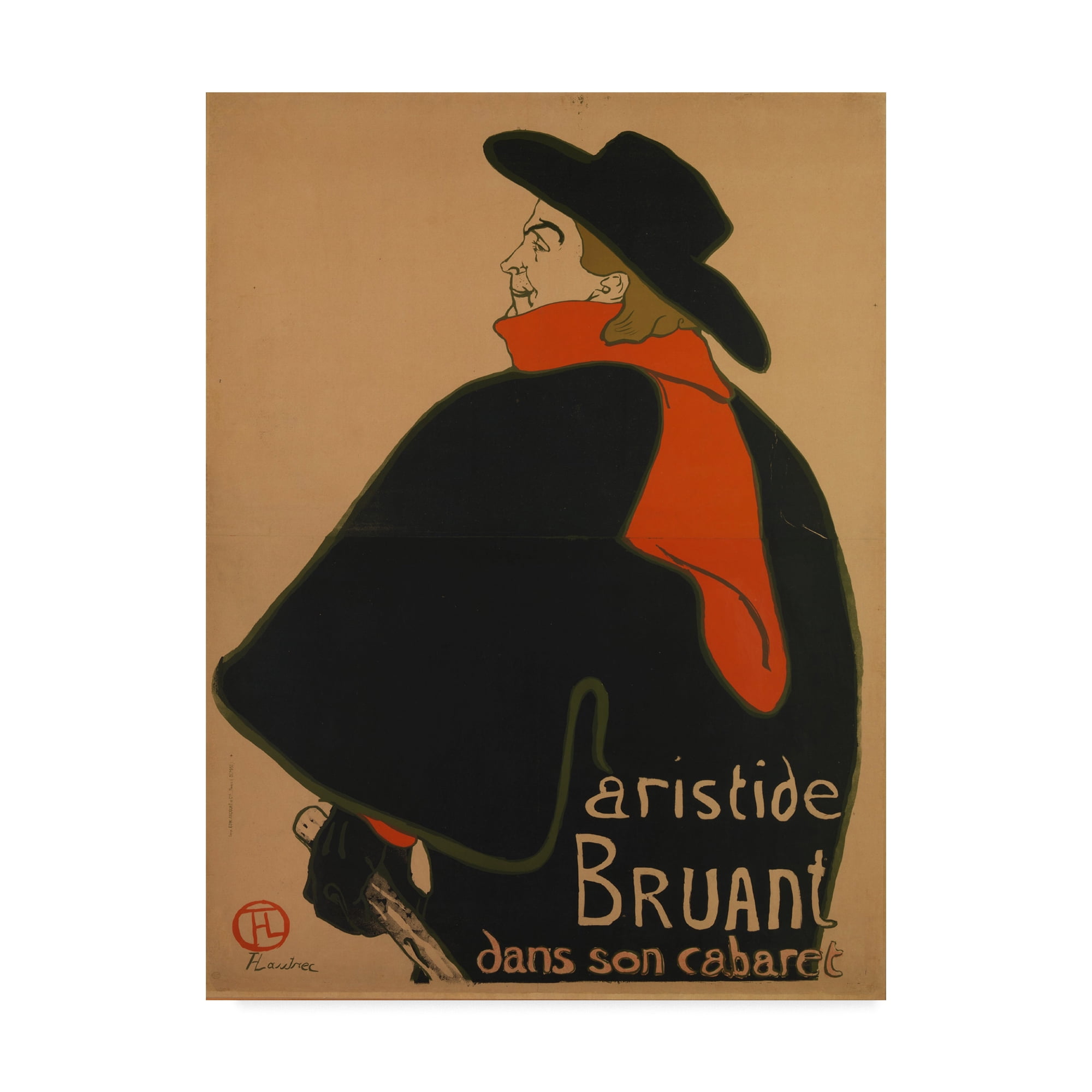 Trademark Fine Art 'Aristide Bruant At His Cabaret' Canvas Art by Henri De Toulouse Lautrec
