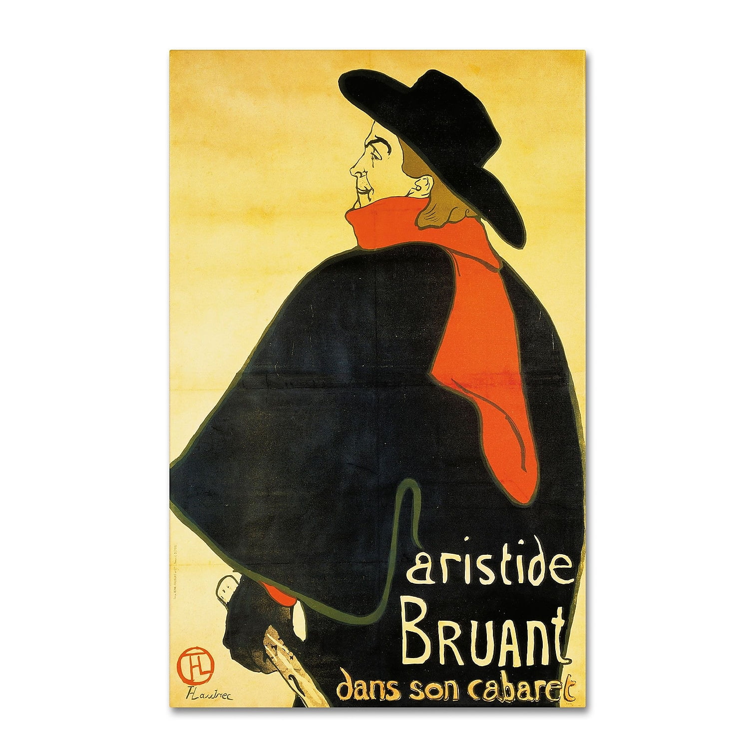 Trademark Fine Art "Aristide Bruant" Canvas Art by Henri de Toulouse-Lautrec