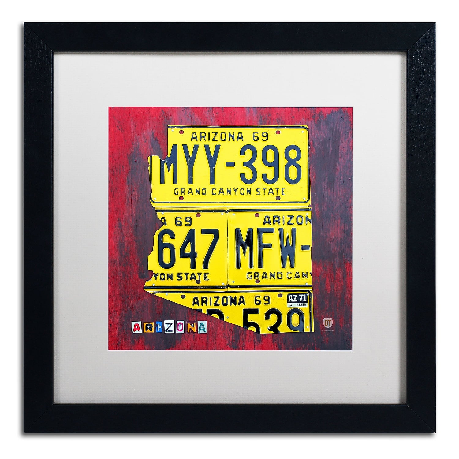 アリゾナ　看板 Trademark Art Arizona License Plate Canvas Art - 16 x 16 - Walmart.com