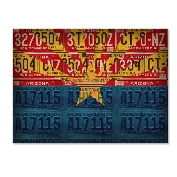 Trademark Fine Art 'Arizona State Flag License Plates' Canvas Art by Design Turnpike