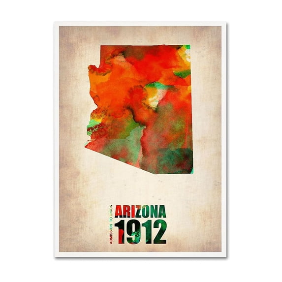 Trademark Fine Art "Arizona Watercolor Map" Canvas Art by Naxart