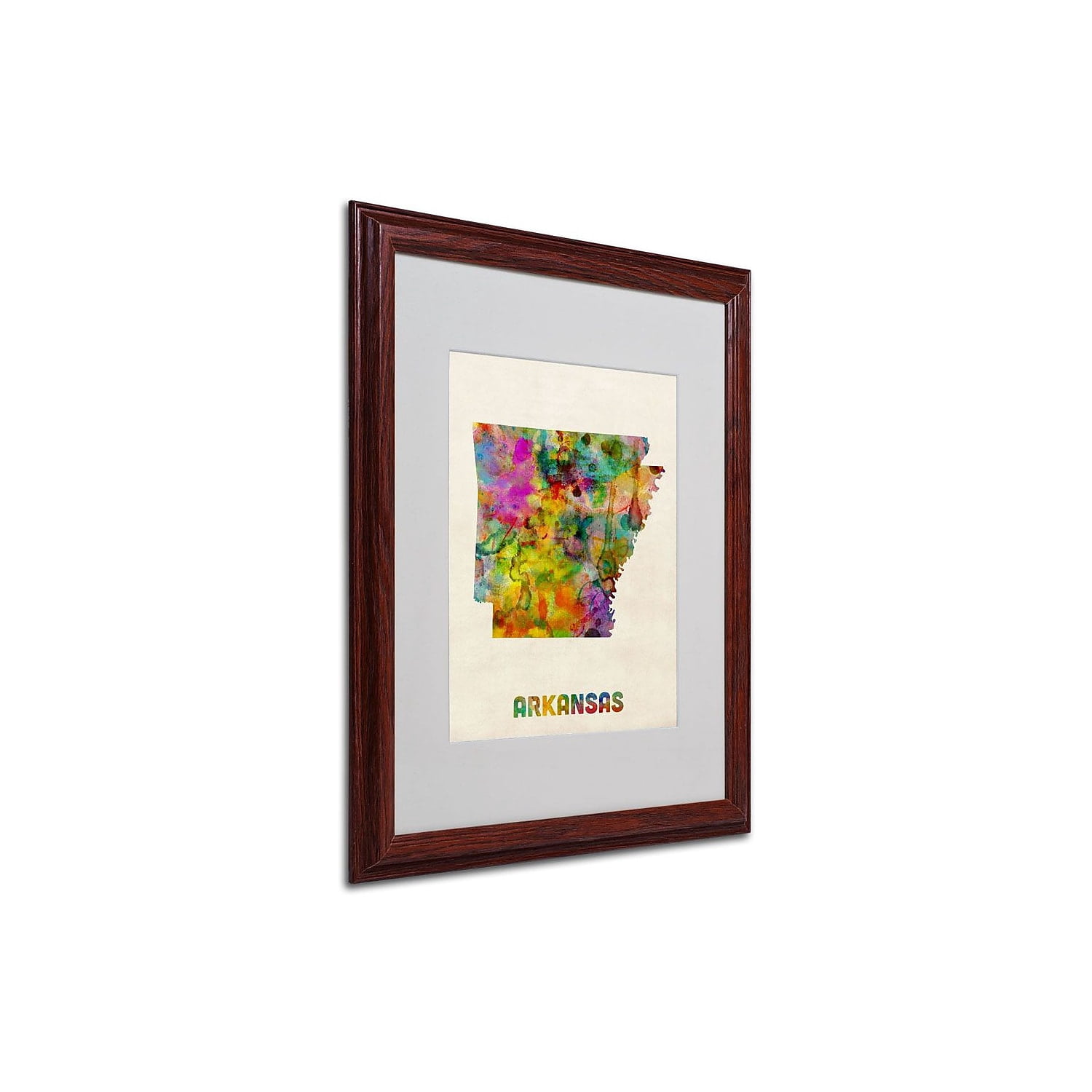 Trademark Fine Art "Arkansas Map" Matted Framed Art by Michael Tompsett, Wood Frame