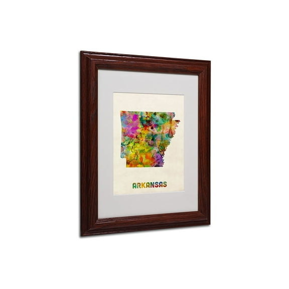 Trademark Fine Art "Arkansas Map" Matted Framed Art by Michael Tompsett, Wood Frame