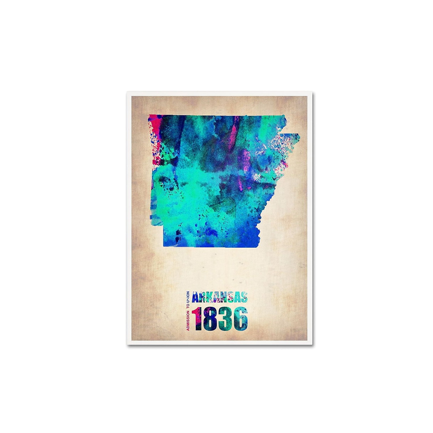 Trademark Fine Art "Arkansas Watercolor Map" Canvas Art by Naxart