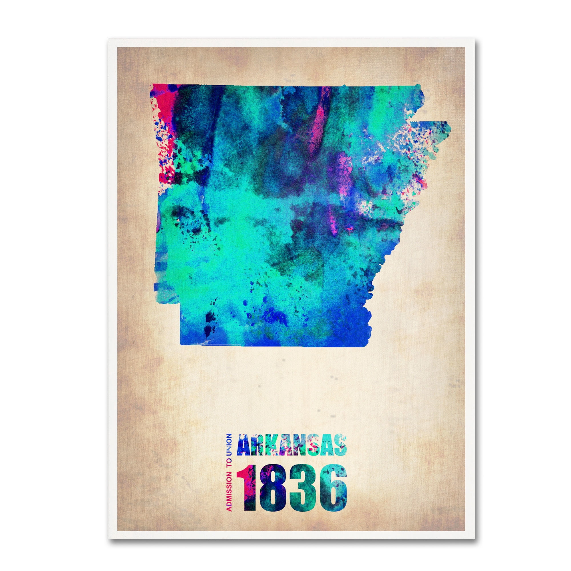 Trademark Fine Art "Arkansas Watercolor Map" Canvas Art by Naxart
