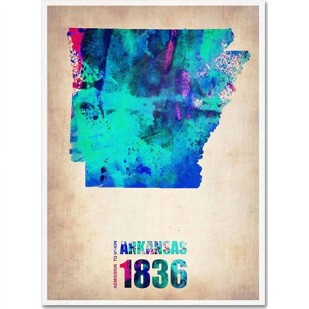 Trademark Fine Art "Arkansas Watercolor Map" Canvas Art by Naxart