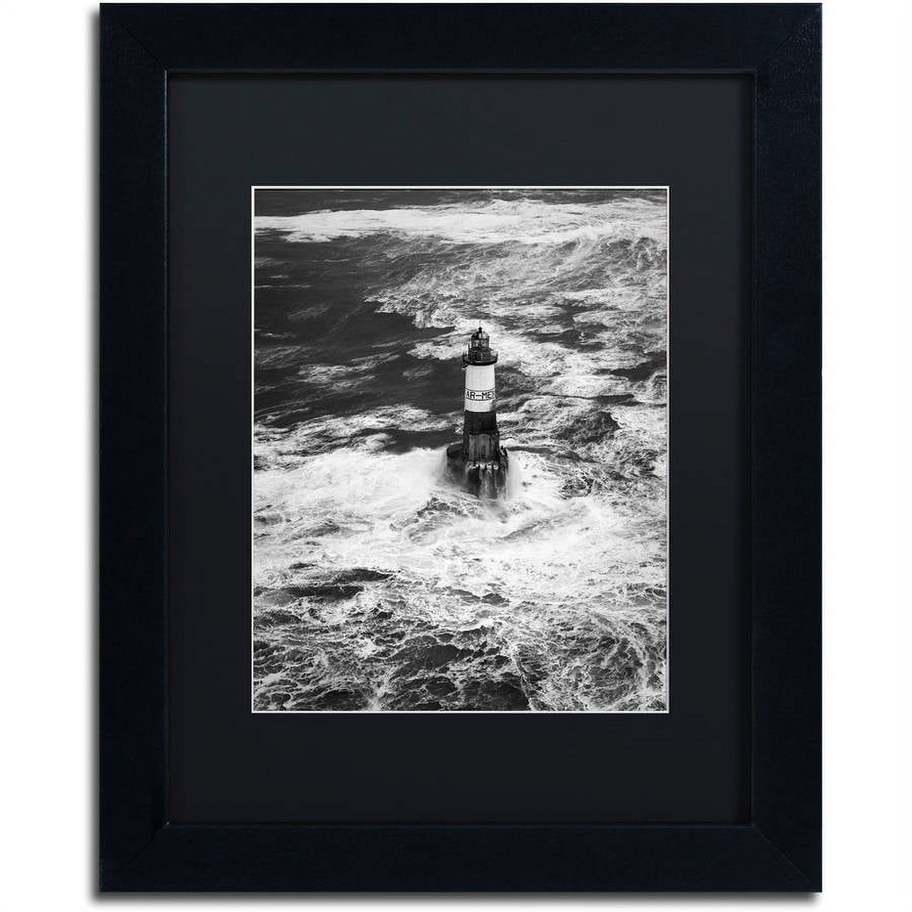 Trademark Fine Art "Armen Lighthouse Against Ruzica" Canvas Art by Mathieu Rivrin, Black Matte, Black Frame