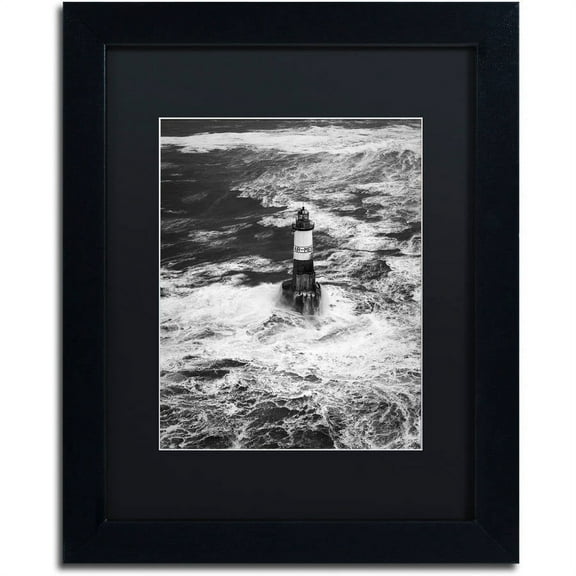 Trademark Fine Art "Armen Lighthouse Against Ruzica" Canvas Art by Mathieu Rivrin, Black Matte, Black Frame