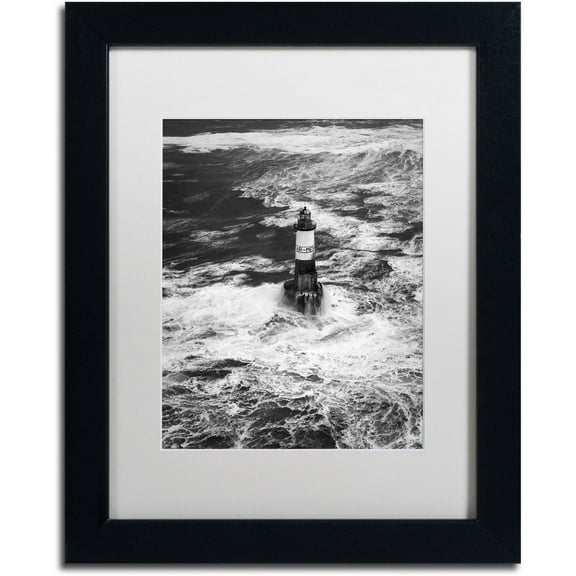 Trademark Fine Art "Armen Lighthouse Against Ruzica" Canvas Art by Mathieu Rivrin, White Matte, Black Frame
