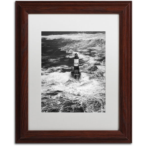 Trademark Fine Art "Armen Lighthouse Against Ruzica" Canvas Art by Mathieu Rivrin, White Matte, Wood Frame