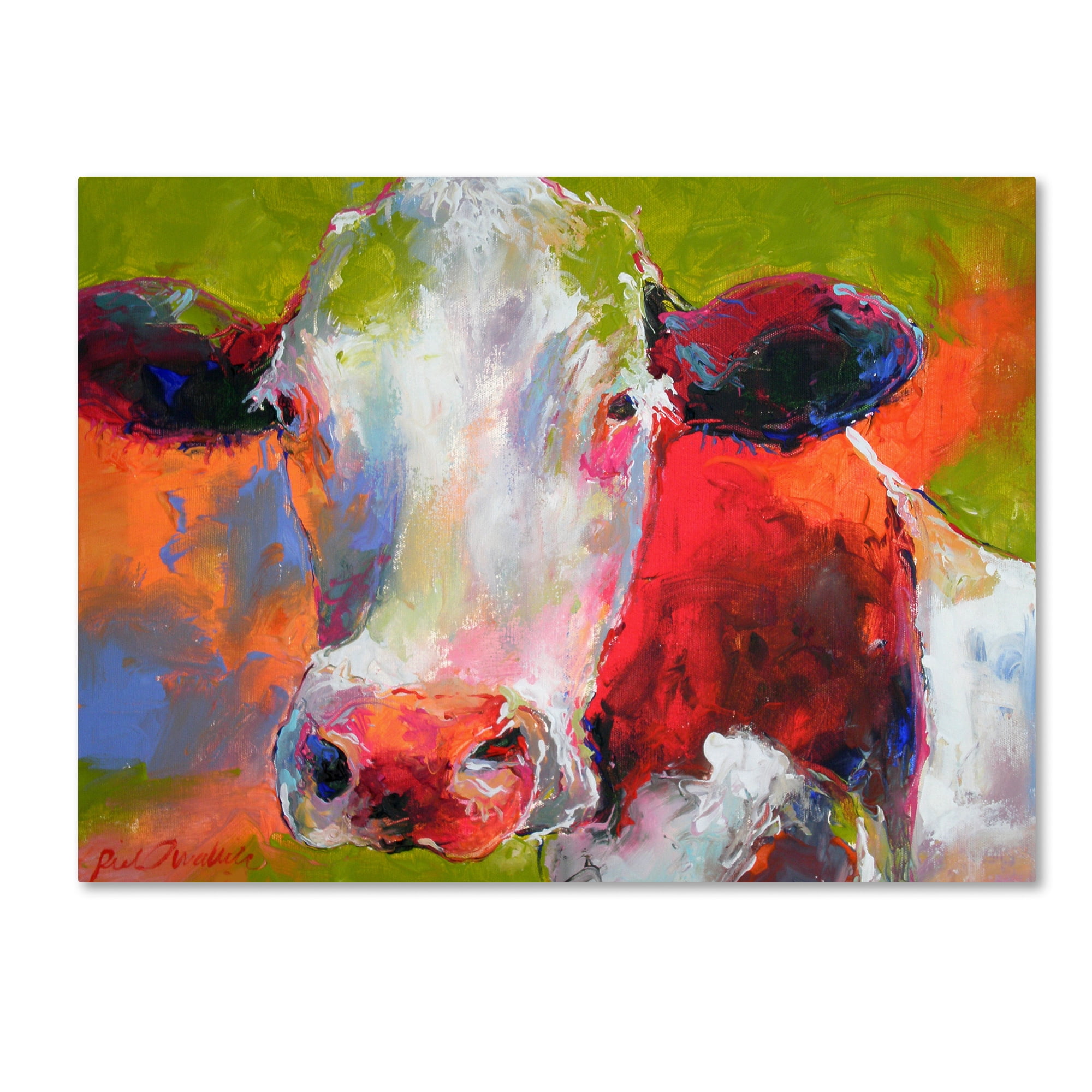 Colorful Impressionistic Cow Canvas Art by Richard Wallich