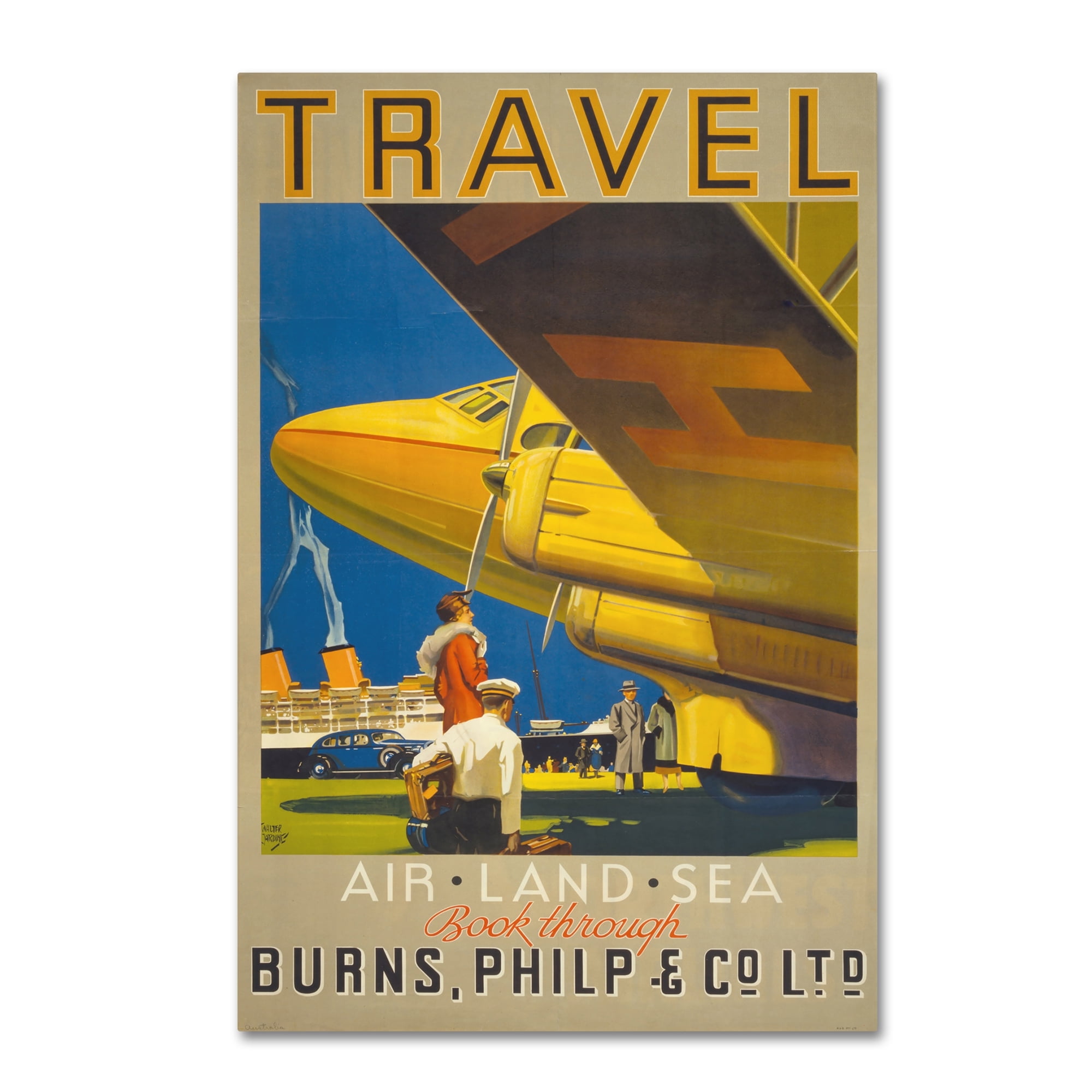 Vintage Art Deco Airplane Travel Canvas Print