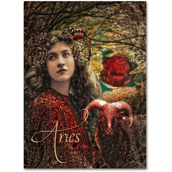 Trademark Fine Art "Art Nouveau Zodiac Aries" Canvas Art by Color Bakery