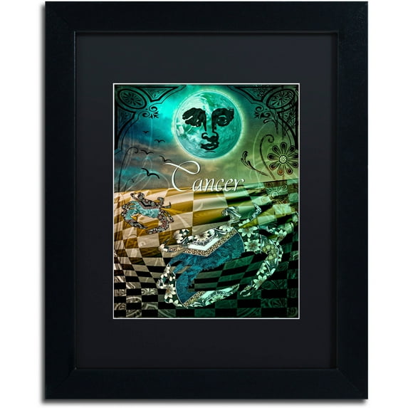 Trademark Fine Art "Art Nouveau Zodiac Cancer" Canvas Art by Color Bakery Black Matte, Black Frame