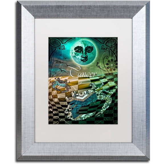 Trademark Fine Art "Art Nouveau Zodiac Cancer" Canvas Art by Color Bakery White Matte, Silver Frame