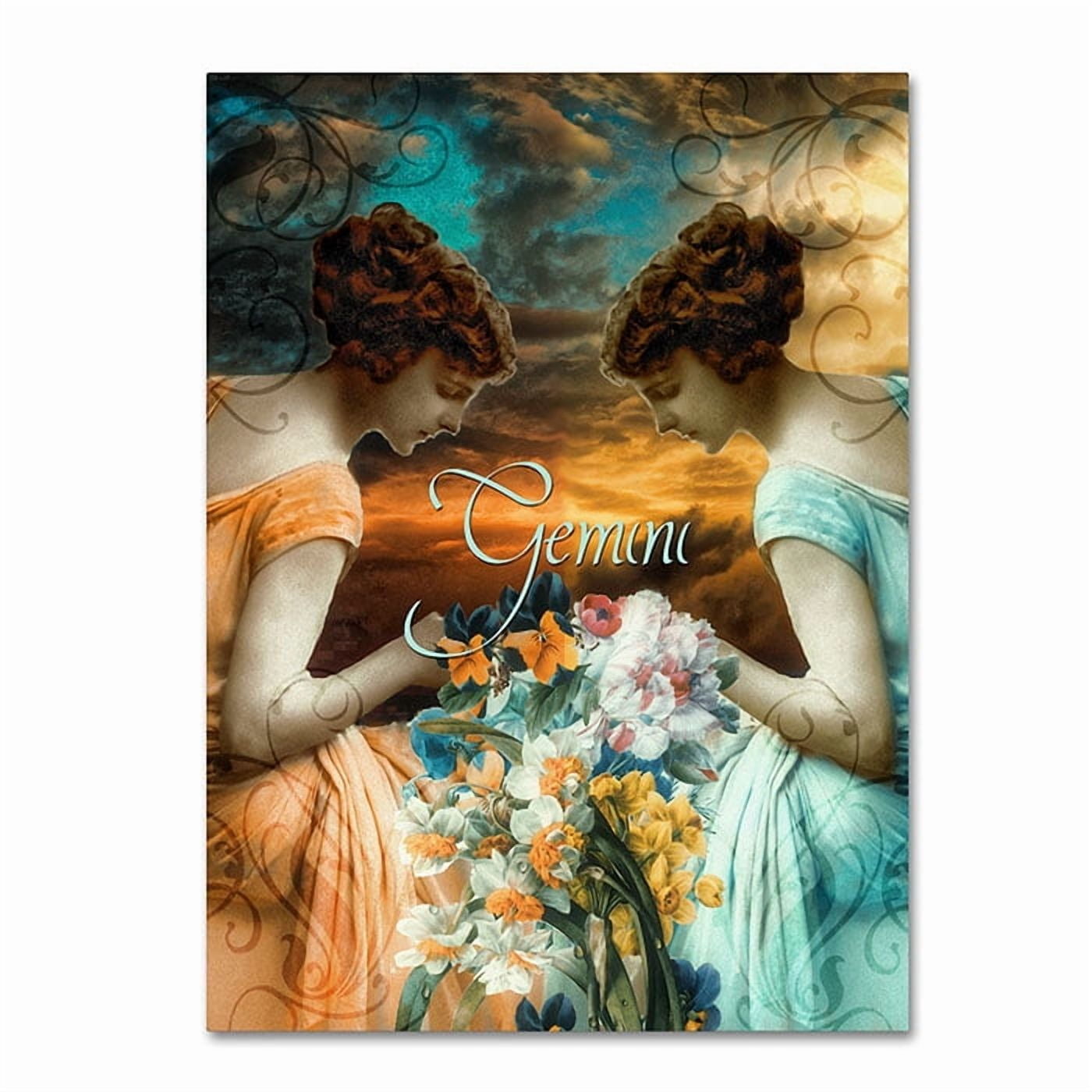 Color Bakery 'Art Nouveau Zodiac Gemini' 14 x 19 Canvas Art