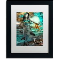 Trademark Fine Art "Art Nouveau Zodiac Pisces" Canvas Art by Color Bakery White Matte, Black Frame