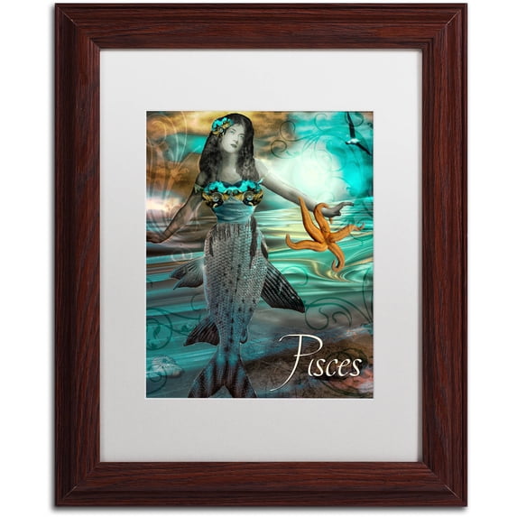 Trademark Fine Art "Art Nouveau Zodiac Pisces" Canvas Art by Color Bakery White Matte, Wood Frame