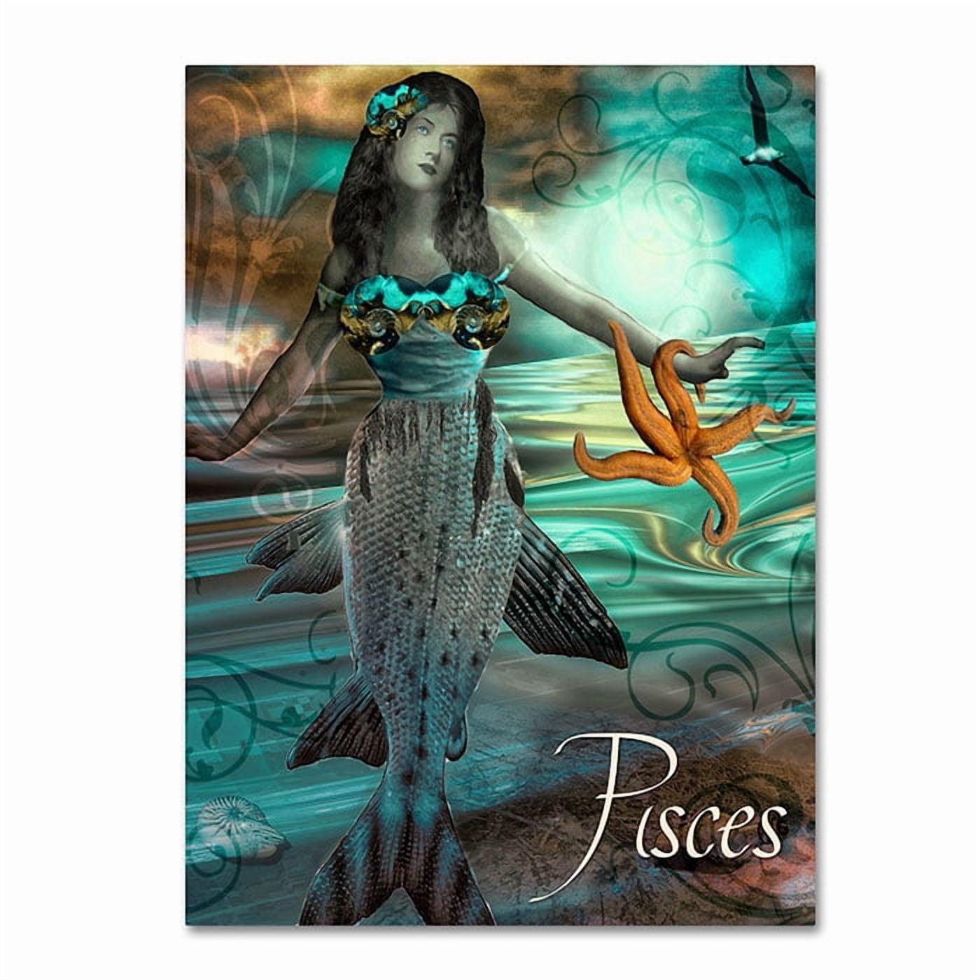 Trademark Fine Art "Art Nouveau Zodiac Pisces" Canvas Art by Color Bakery