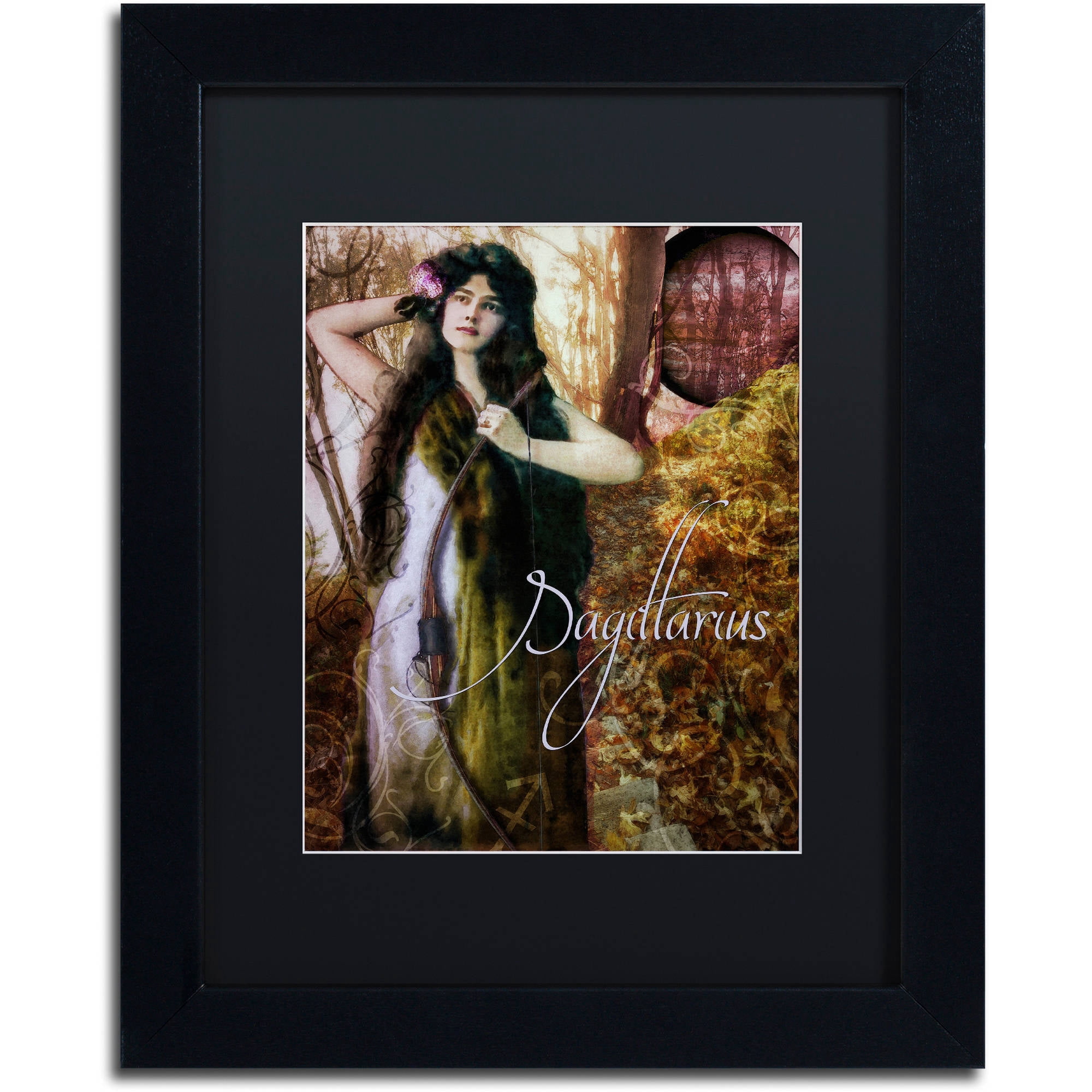 Trademark Fine Art "Art Nouveau Zodiac Sagittarius" Canvas Art by Color Bakery Black Matte, Black Frame