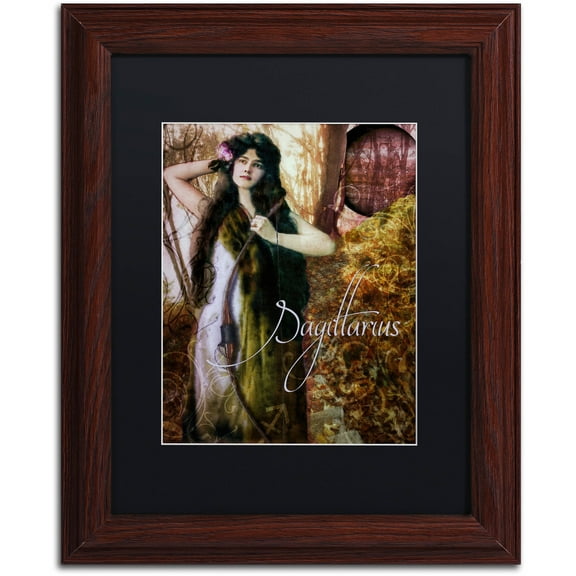 Trademark Fine Art "Art Nouveau Zodiac Sagittarius" Canvas Art by Color Bakery Black Matte, Wood Frame