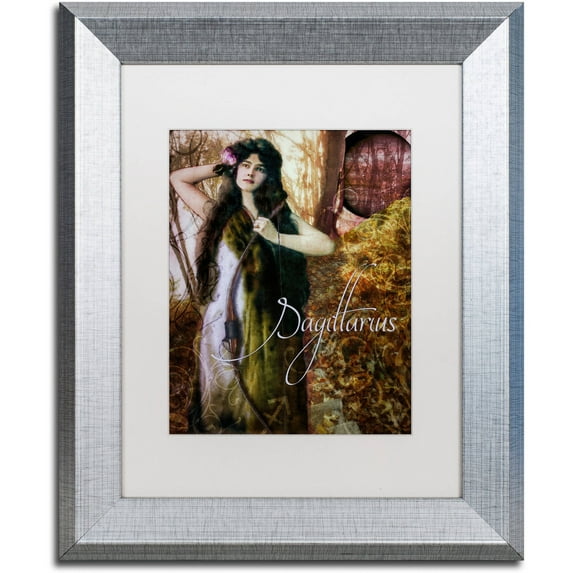 Trademark Fine Art "Art Nouveau Zodiac Sagittarius" Canvas Art by Color Bakery White Matte, Silver Frame