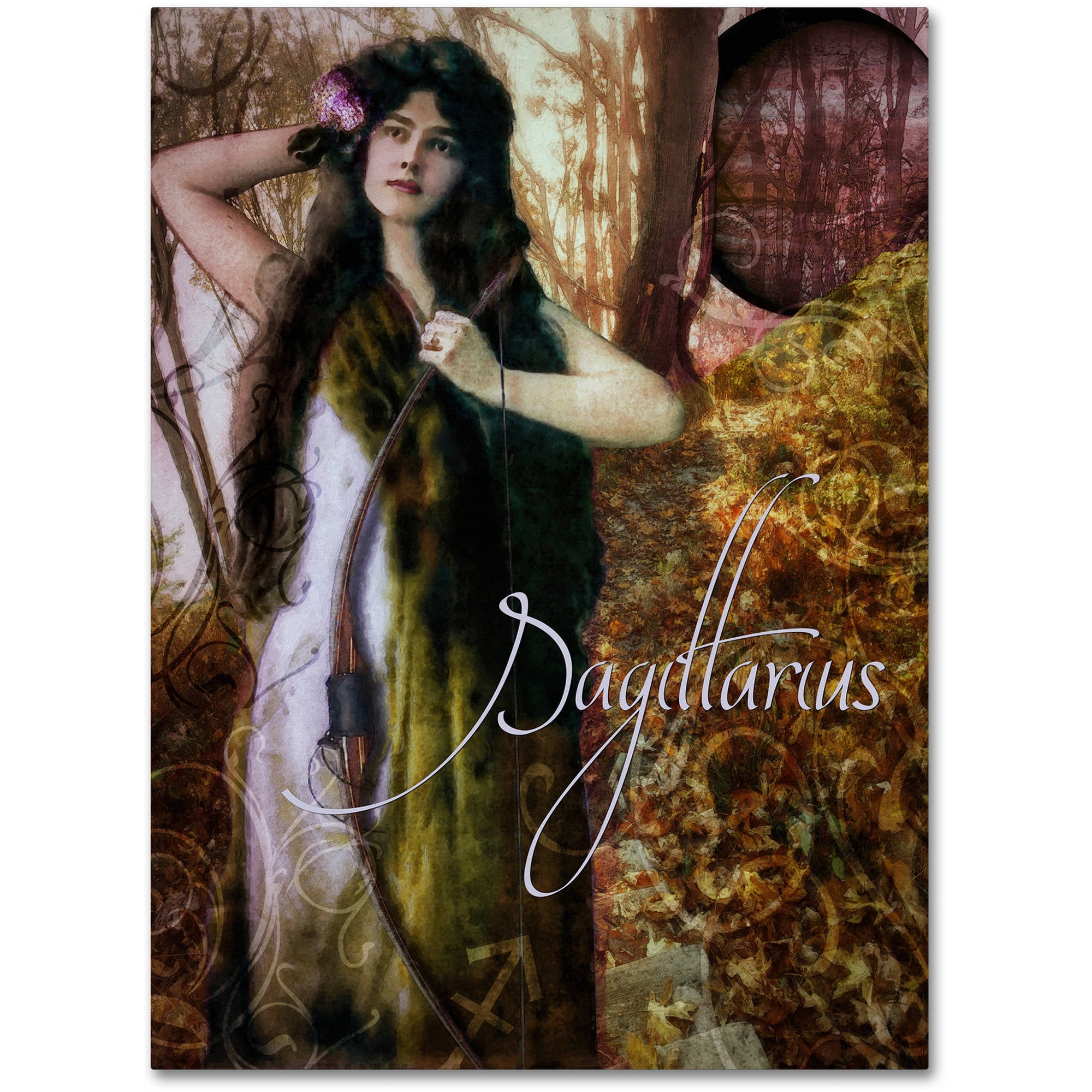 Fantasy Art Nouveau Zodiac Sagittarius Canvas Print with Wood Frame