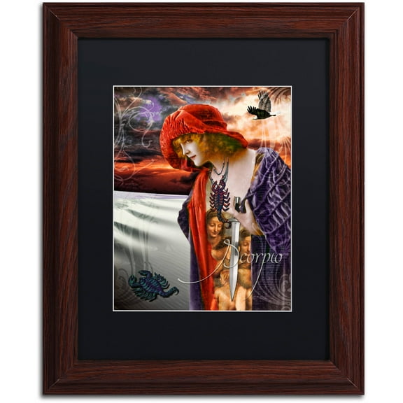 Trademark Fine Art "Art Nouveau Zodiac Scorpio" Canvas Art by Color Bakery Black Matte, Wood Frame