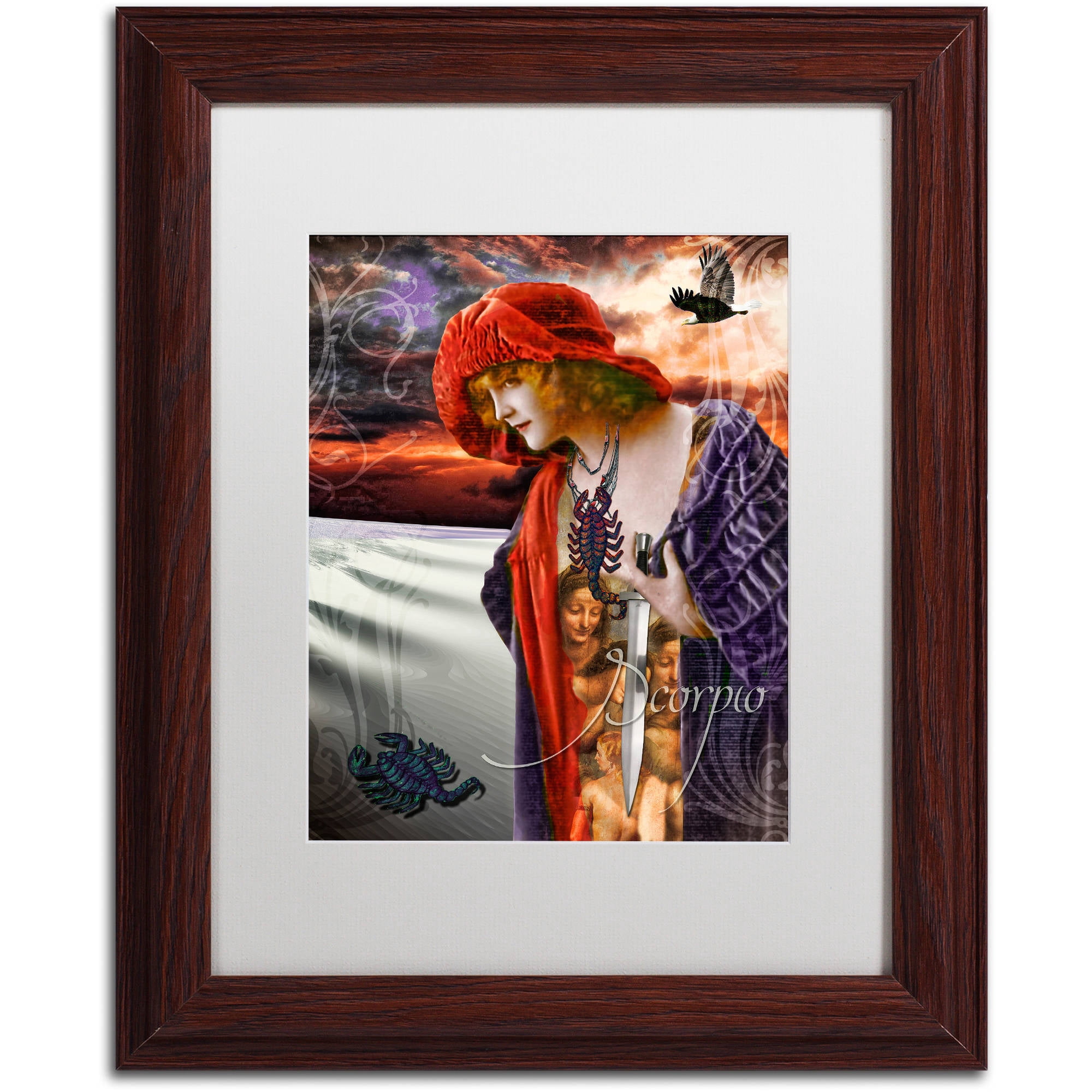 Trademark Fine Art "Art Nouveau Zodiac Scorpio" Canvas Art by Color Bakery White Matte, Wood Frame