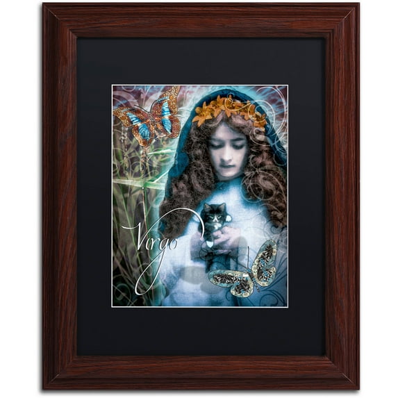 Trademark Fine Art "Art Nouveau Zodiac Virgo" Canvas Art by Color Bakery Black Matte, Wood Frame