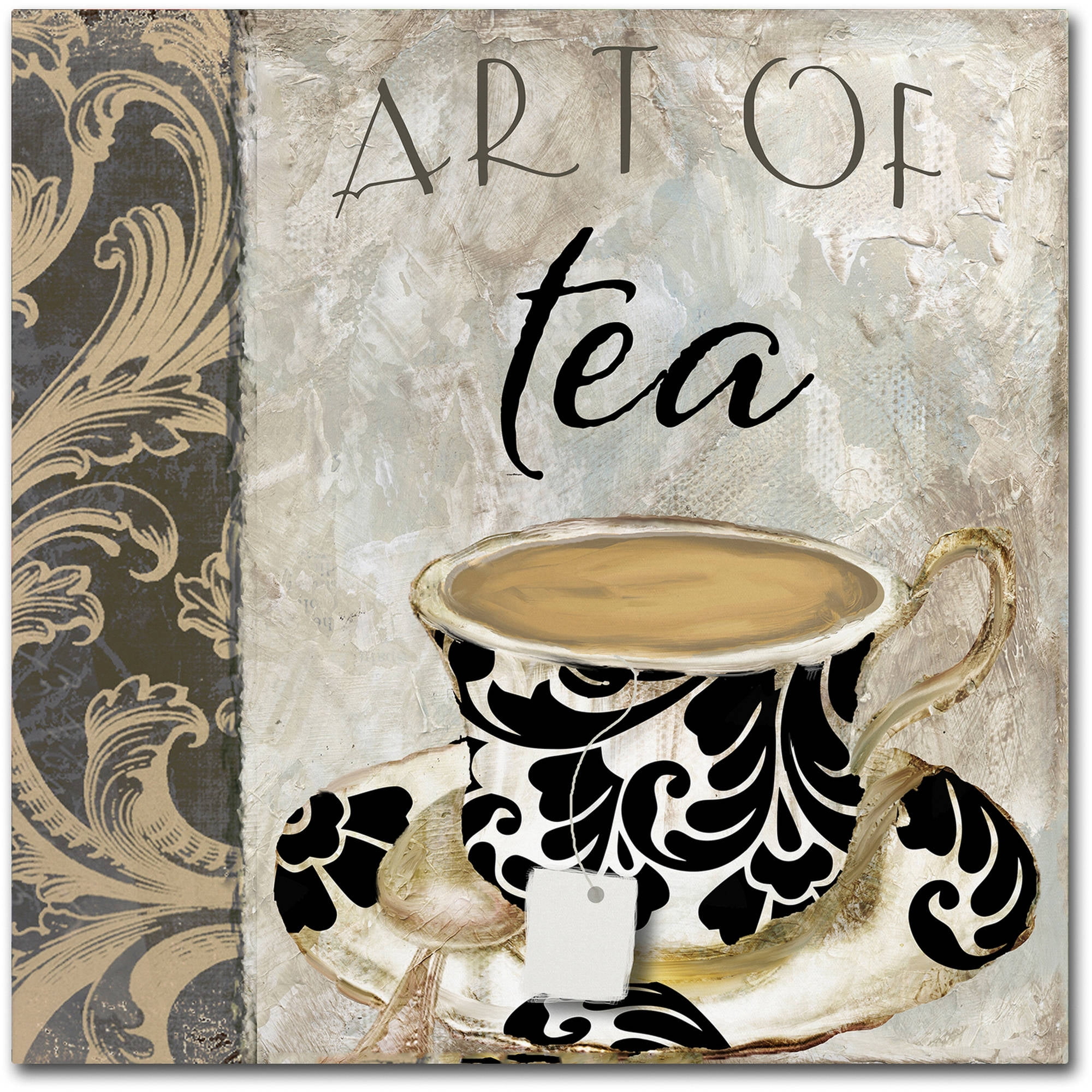 Art of Tea Decorative Canvas with Black and Beige Teacup